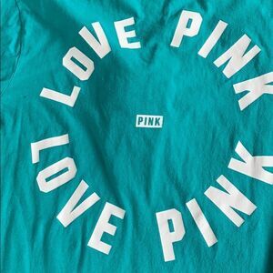 Pink by VS Love Front Tie Green T Shirt